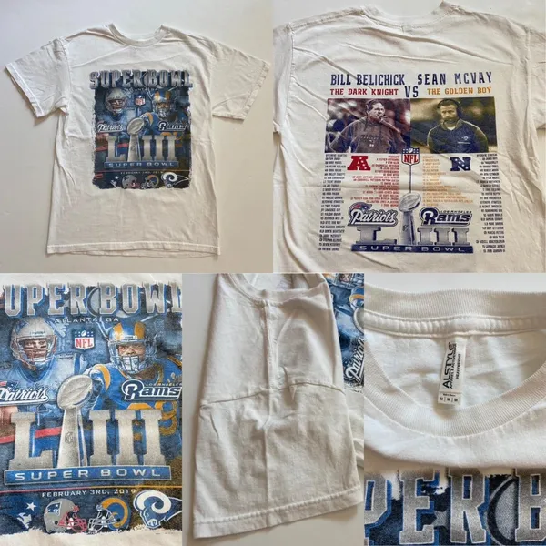 Super Bowl NFL Patriots vs. Rams White T-shirt - Image 4