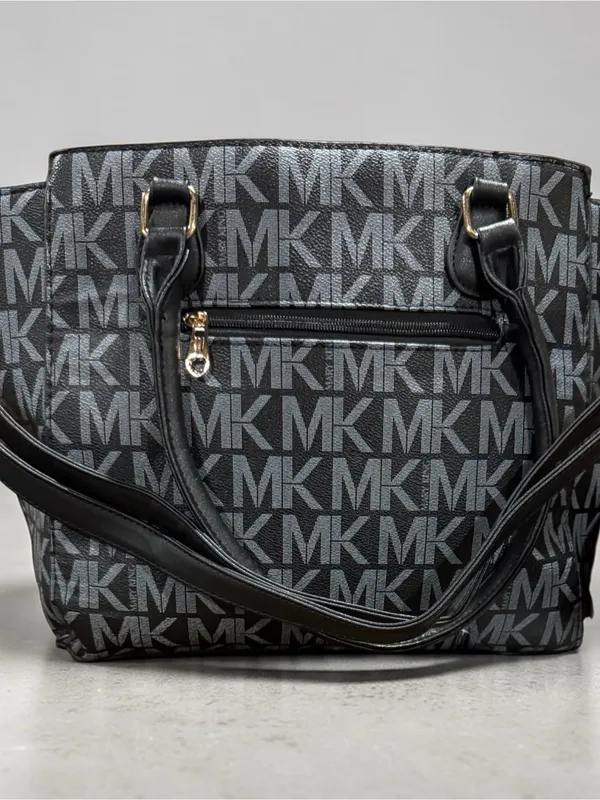 Mary King Black Signature Satchel - MK Logo Shoulder Bag - Image 3