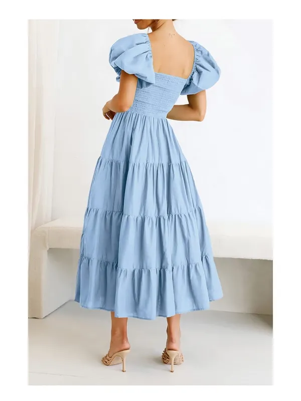 PrettyGarden Summer Puff Sleeve Midi Dress - Image 2