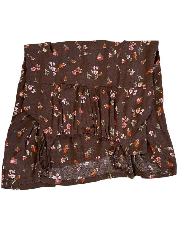 Brown Floral Mini Dress - Image 10