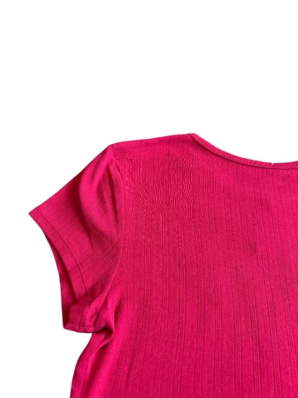 Intimately Free People Red T-Shirt Short Sleeve Blouse Stretchy Size Large NWT - Image 6