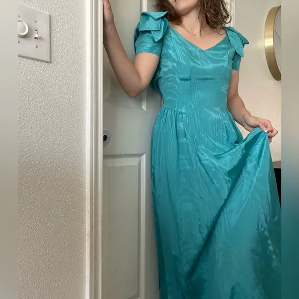 American Vintage Vintage House of Bianchi Disco Formal‎ Prom Dress Size 2 Full Skirt Fitted Waist - Image 3