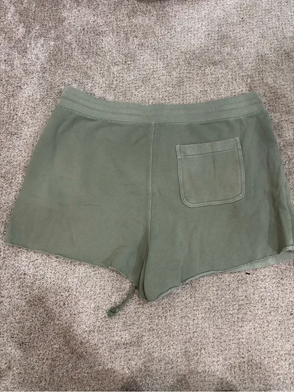 Aerie XL Women’s Olive Green Drawstring Shorts Sweat Shorts Loungewear Raw Hem - Image 4