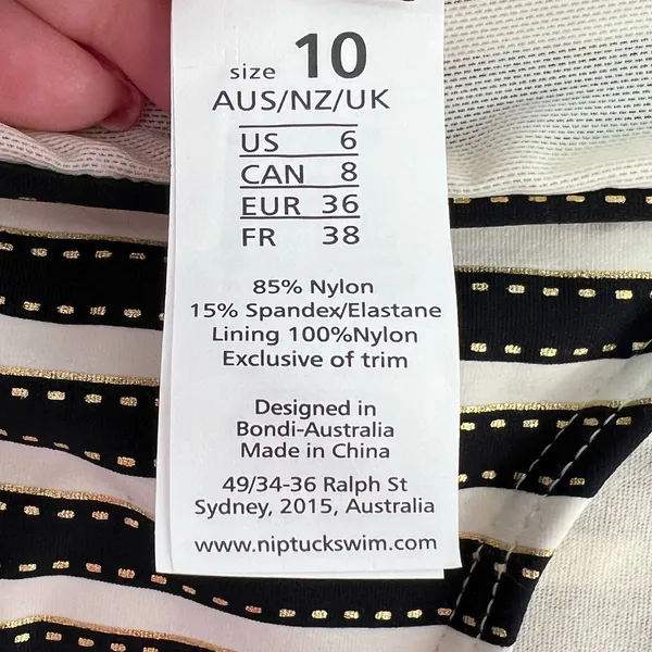 Nip‎ Tuck Swim Womens Size 6 Bikini Swimwear Bottoms Black White Stripe NWT - Image 8