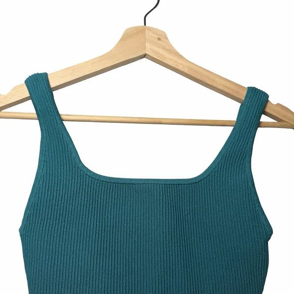 Aritzia Babaton Women's Sculpt Knit Squareneck Cropped Tank Teal Green S Ribbed - Image 5