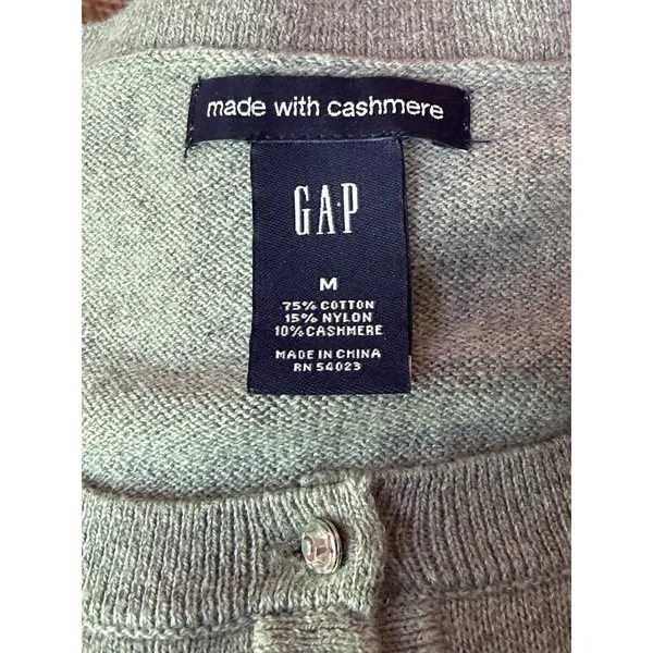 Gap Women‎ Knit Sweater Women Gray Cardigan Button Up Cashmere Blend A1-0033 - Image 2