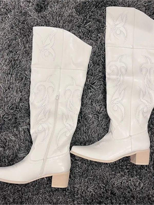 🌸New Iuv White Knee High Cowboy Boots Size 8🌸 - Image 7