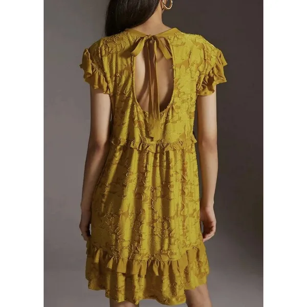 by Anthropologie Ruffle Knit Mini Dress - Size - XS - Image 4