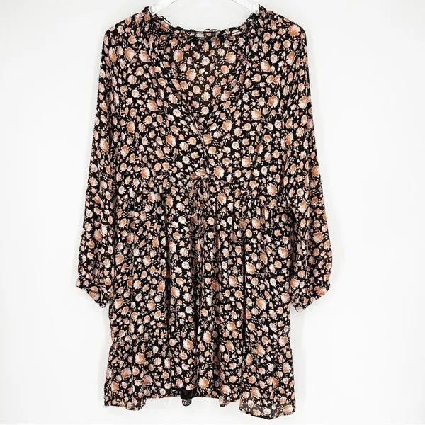 ZARA Women's Floral Tunic Mini Dress Size M Boho‎ Chic - Image 2