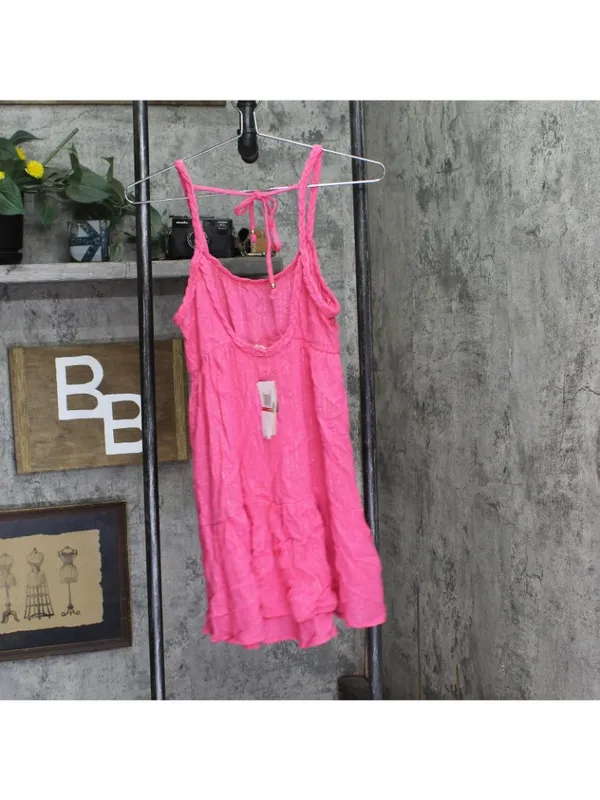NWT Miken Juniors Tiered Dress Swim Cover Up I9672P544 Hot Pink Lurex Stripe XS - Image 4