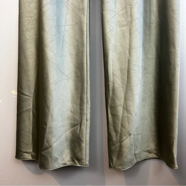 NWT Vince Satin Bias Green High Waisted Wide Leg Crinkle Texture Pants Large - Image 12