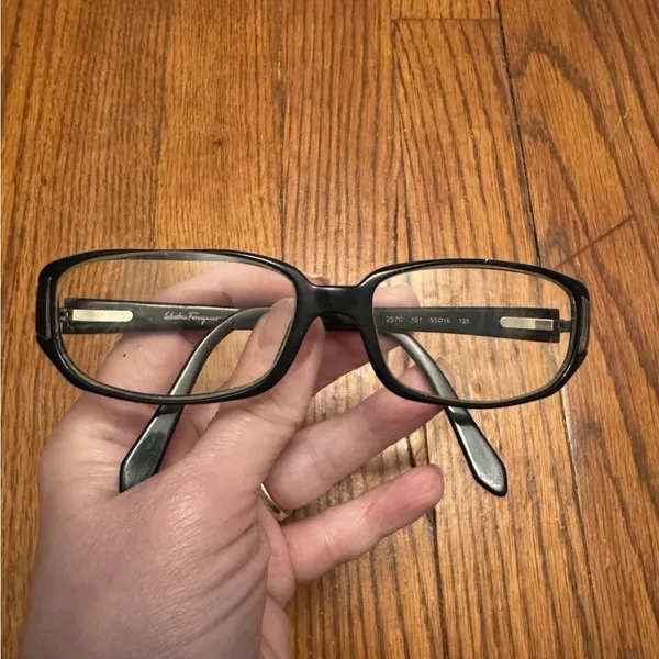 Salvatore Ferragamo FRAMES EYEGLASSES Glasses Black Silver Luxury VTG #2570 135 - Image 3