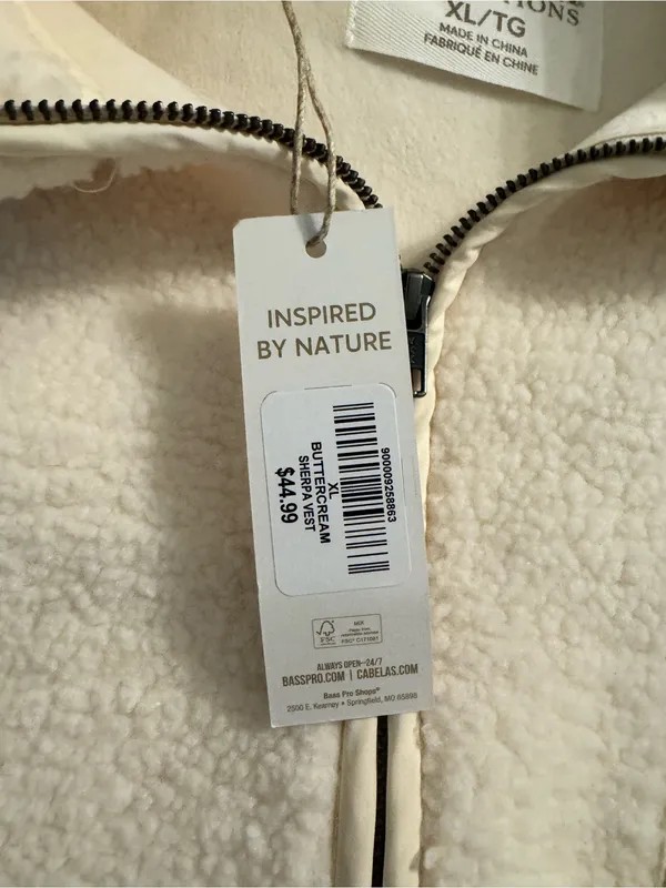 Natural Reflections Cream Sherpa Fleece Vest - Image 3