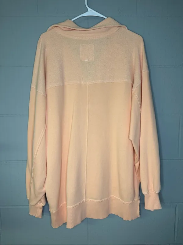Aerie Starry Skies Open Neck Sweatshirt in Beach Peach Women’s Sz Medium Cotton - Image 4