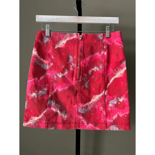 Free People Femme Denim Mini Skirt Flamingo Flame Size 8 - Image 3