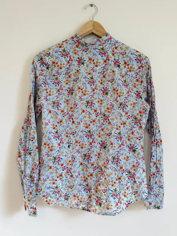 J. Crew Floral Button Up Shirt Size Small Blue Orange Cotton - Image 6