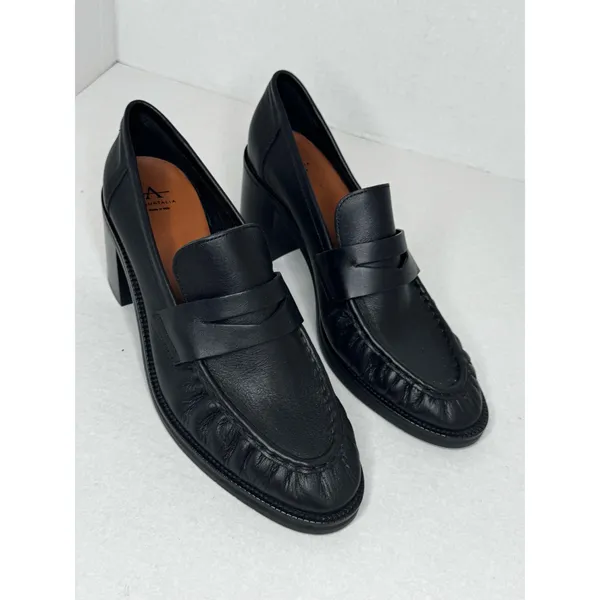 Aquatalia Josette Black Nappa Leather Heeled Loafers Moccasins Size 11 - Image 6