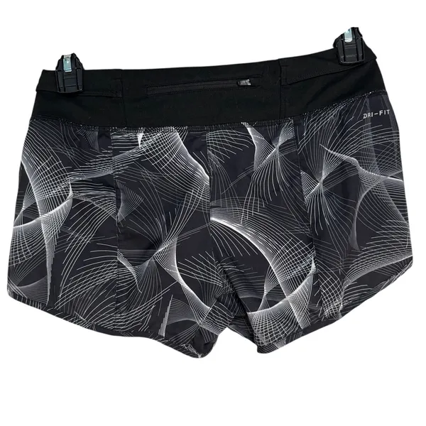 Nike Dri Fit Running Shorts Womens‎ Size Small Black White Geometric Print - Image 8