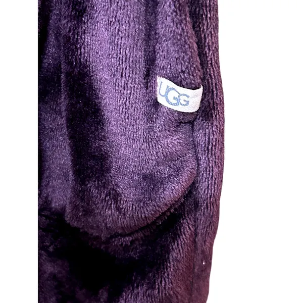 UGG Womens Purple Plush Hooded Robe Soft Fleece Belted Bathrobe Small - Image 11