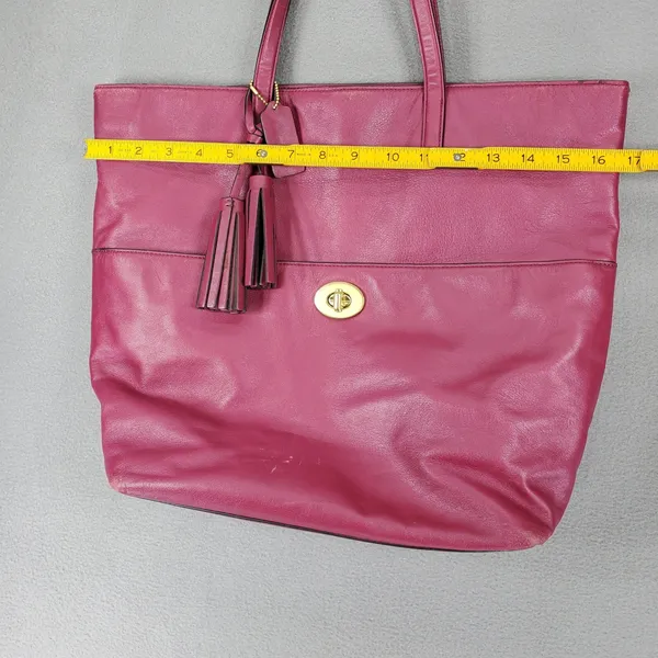 Coach Legacy Tote Women L Pink Leather Turnlock Tassel Shoulder Bag 26461 - Image 7