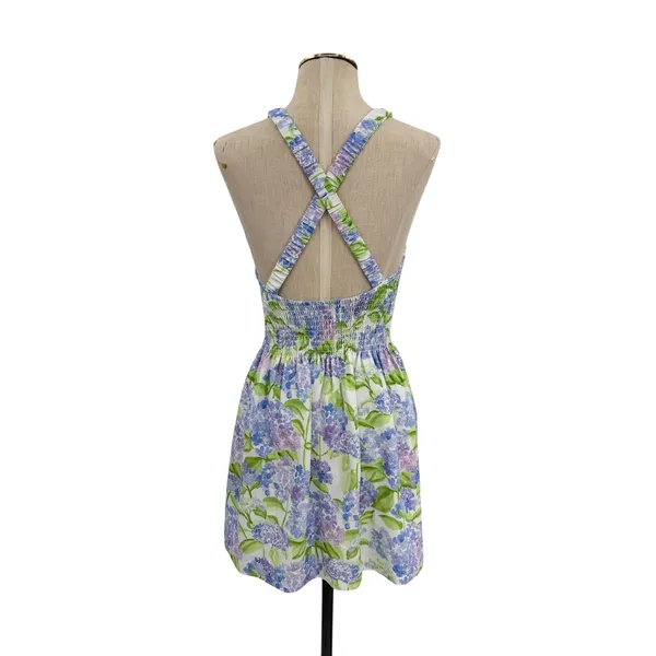 Hill House Home Lilou Nap Dress Hydrangea Floral Smocked Mini Purple White XS - Image 10