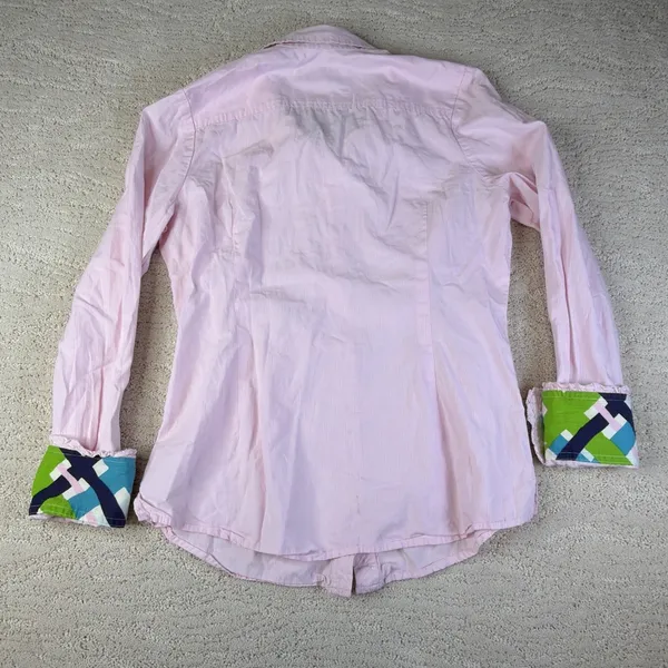 Women's Lilly Pulitzer Size 8 Button Flip Cuff Pink Blouse - Image 6