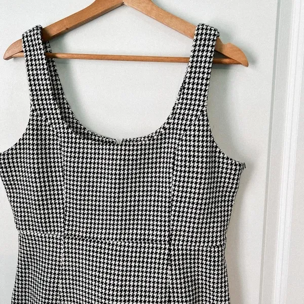 Pink Lily 💌 My Biggest Fan Black‎ And White Houndstooth Mini Dress Game Day Dress Football - Image 3