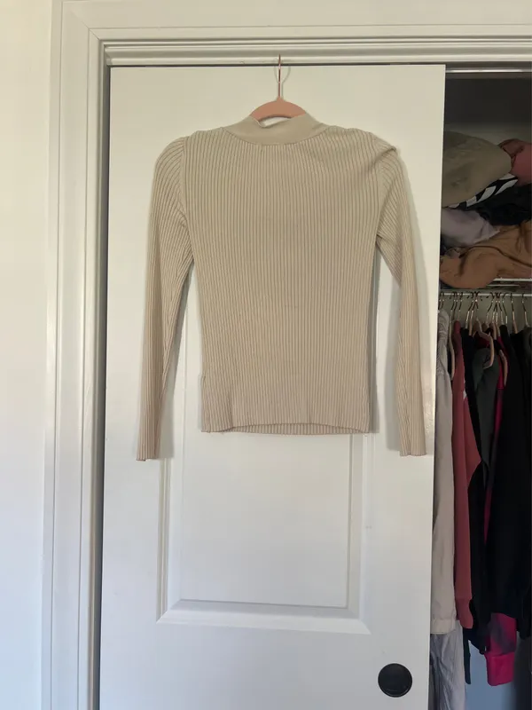 Cream square neck sweater Tan - Image 2