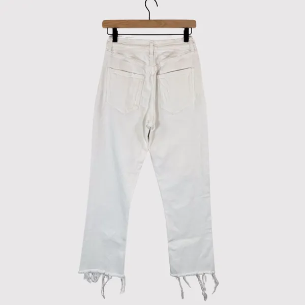 AGOLDE Womens Jeans White Riley High Rise Straight Crop Denim Button Fly Size 27 - Image 3
