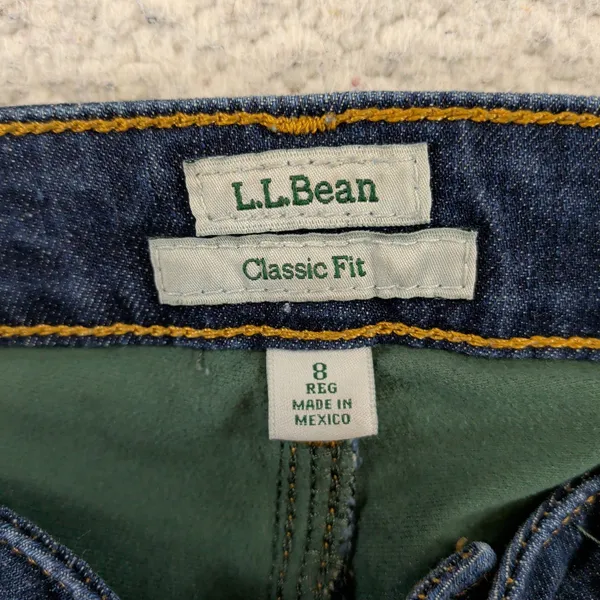 LL Bean Classic Fit Fleece Lined Jeans Womens 8‎ Reg Dark Indigo 502819 Stretch - Image 4