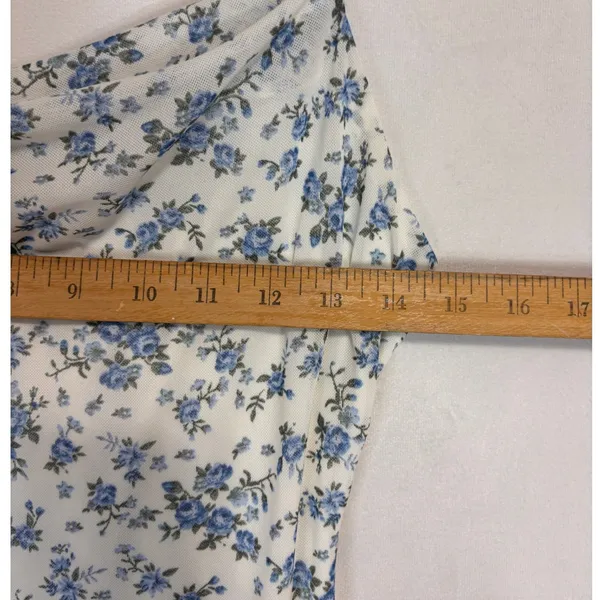 Floral Mesh Dress Womens S Handkerchief‎ Hem Y2K Cottage Coquette Romantic Party - Image 7