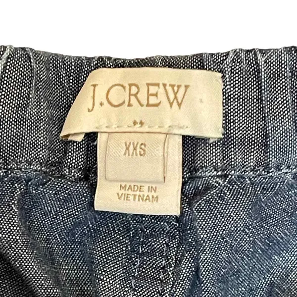 J.Crew Chambray Blue Shortie Shorts Women's XXS Drawstring Waist Split‎ Side Hem - Image 7