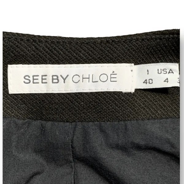 See By Chloé Black Tailored Blazer Satin Lapel Hourglass Jacket Timeless Classic - Image 5