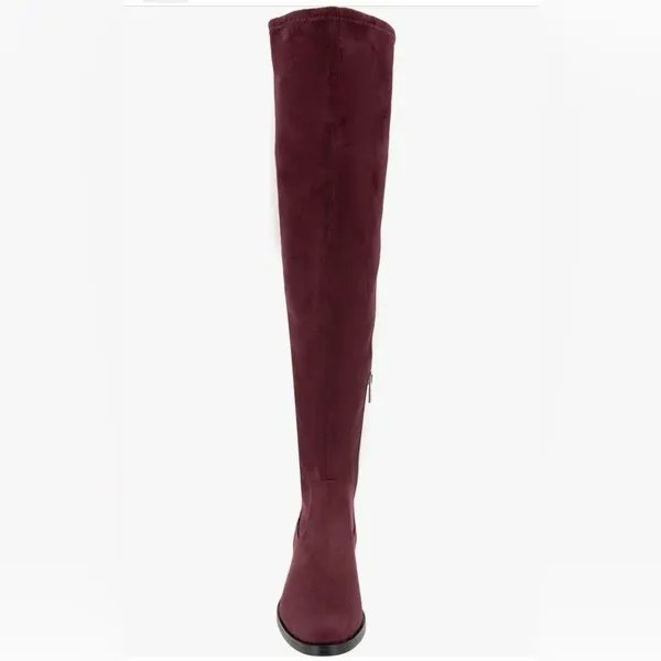 Kenneth Cole Reaction Windy Faux Suede Over Knee High Boot Deep Burgundy NIB - Image 3