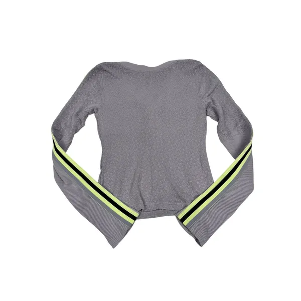 Free People Movement Recovery Layer Long Sleeve Henley Top Purple Neon Stripe M - Image 4