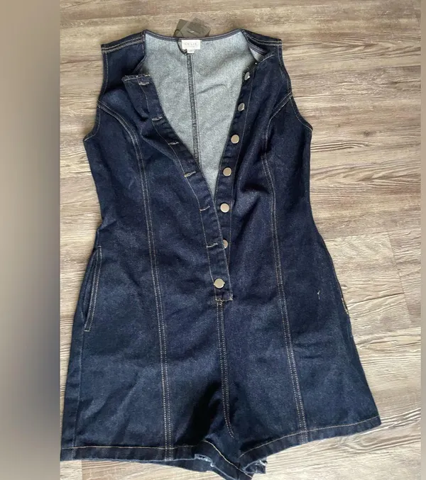 Le Lis Dark Blue Denim Romper - Image 7