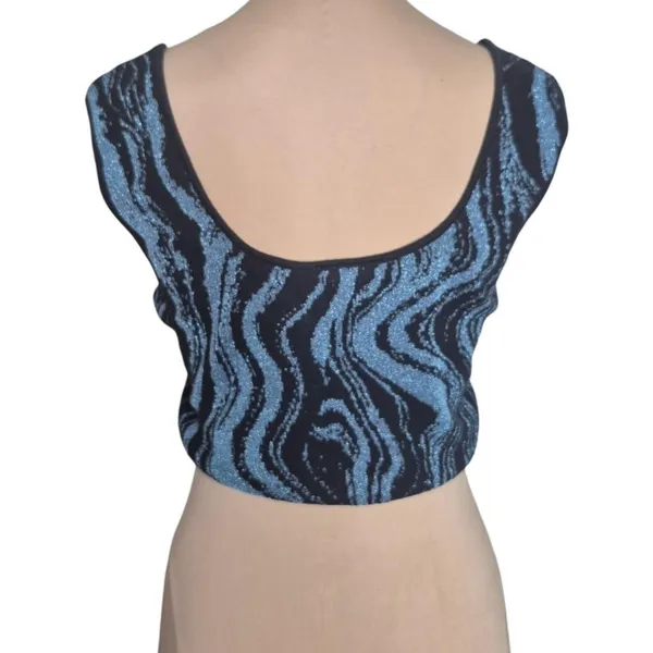 Anthropologie Maeve Sapphire Blue Cropped Marble Vest One Size NWT - Image 3