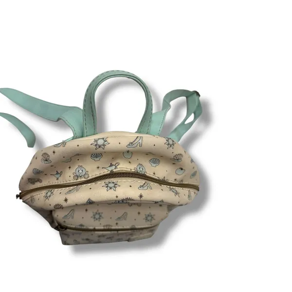 Disney Loungefly Princess Icons Mini Backpack Cream Mint Fairytale Print‎ - Image 4