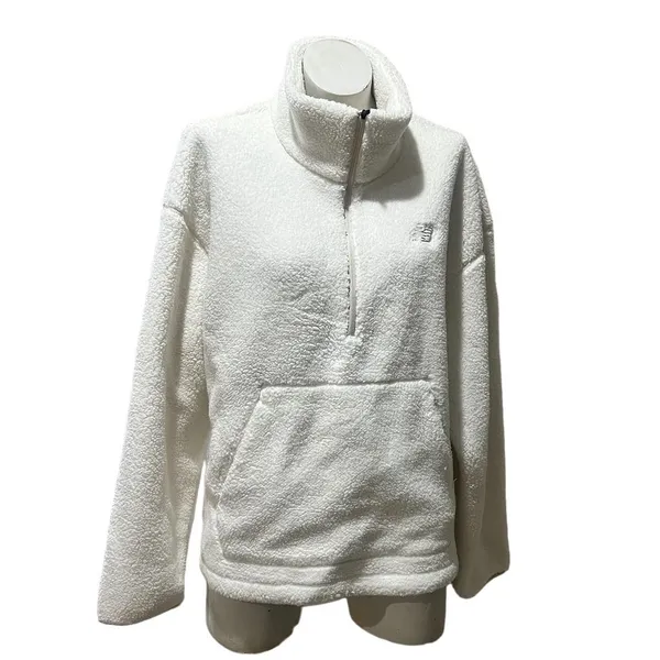 New Balance Women's White Sherpa Half Zip Pullover Jacket Size L Winter Warm - Image 3