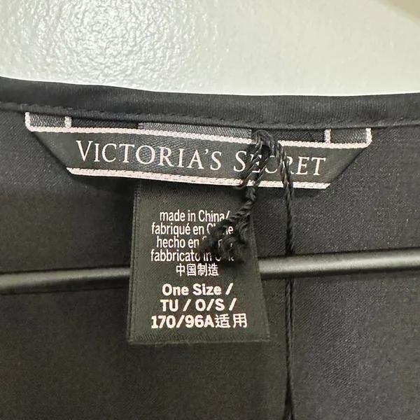 Victoria's‎ Secret | NWT Black Satin Ruffle Tie Short Sleeve Kimono Robe, OS - Image 5