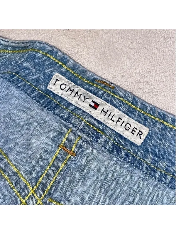 Tommy Hilfiger Y2K Low Rise Lace Trim Denim Mini Skirt Size 4 - Image 7