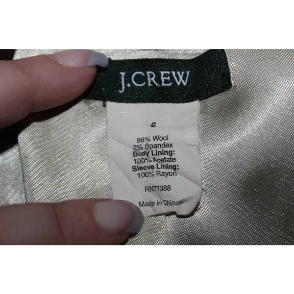 Women J. Crew Schoolboy Jacket 17072 Navy Blue Gold Wool Blazer Suit Coat Size 6 - Image 4