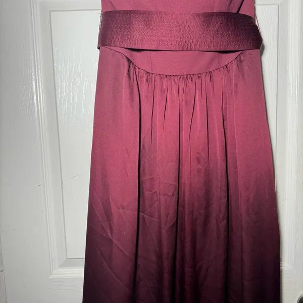WHITE By Vera Wang • Long Strapless Bridesmaid Dress • Belt • Burgundy/Wine • 2 - Image 3