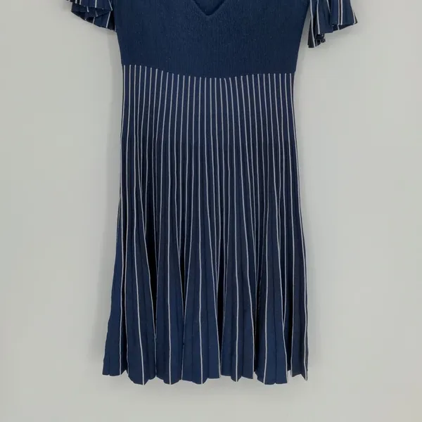 Jonathan Simkhai Women's Pleated Metallic Stretch-Knit A-Line Dress‎ Size Large - Image 3