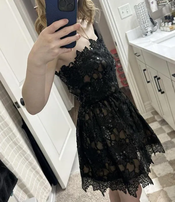 Vintage William Pearson Black Sequin Goth Dress Party Altered Item Fits Small - Image 12