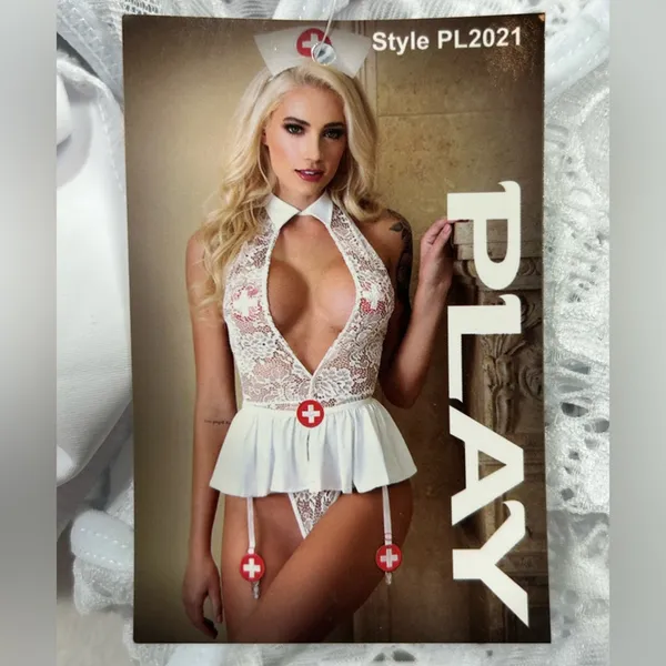 Fantasy Lingerie Nurse Costume 4 Pc Set L XL NWT Sealed Halloween Outfit - Image 4