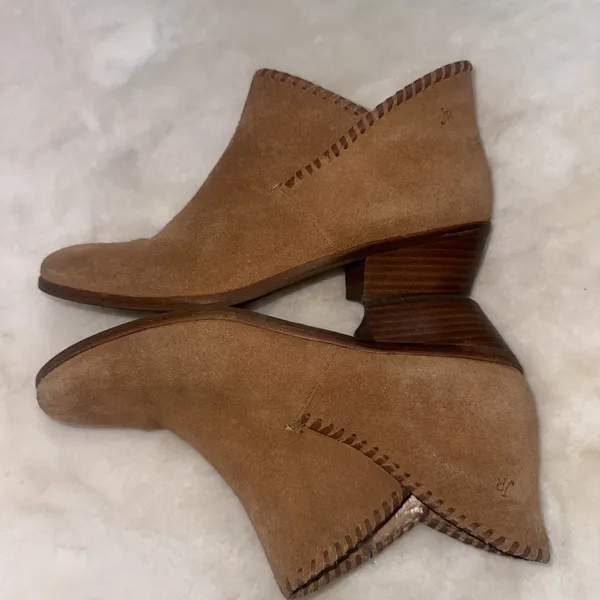 Jack Rogers Womens Suede Scalloped Trim Ankle Booties Brown Size 8.5 - Image 2