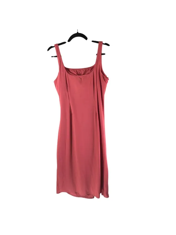 Halara SoftlyZero Airy Square Neck Corset Ruched Bodycon Midi Dress Pink XL - Image 5