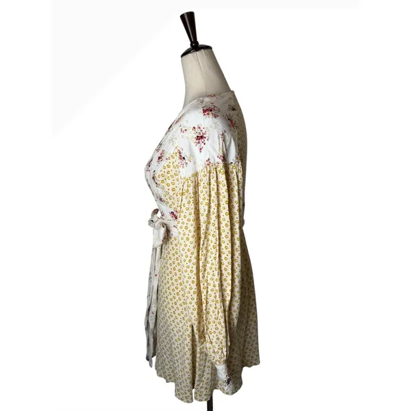 Free People‎ Wonderland Floral Mini Dress Women XS Yellow Boho Sash Cottagecore - Image 5