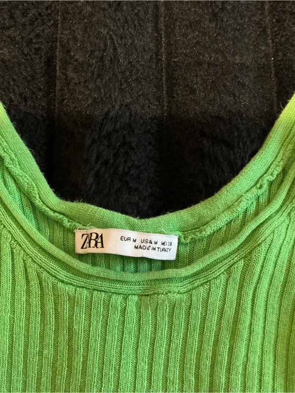 Zara Bright Lime Ribbed Tank with Ruffle Hem - Image 5